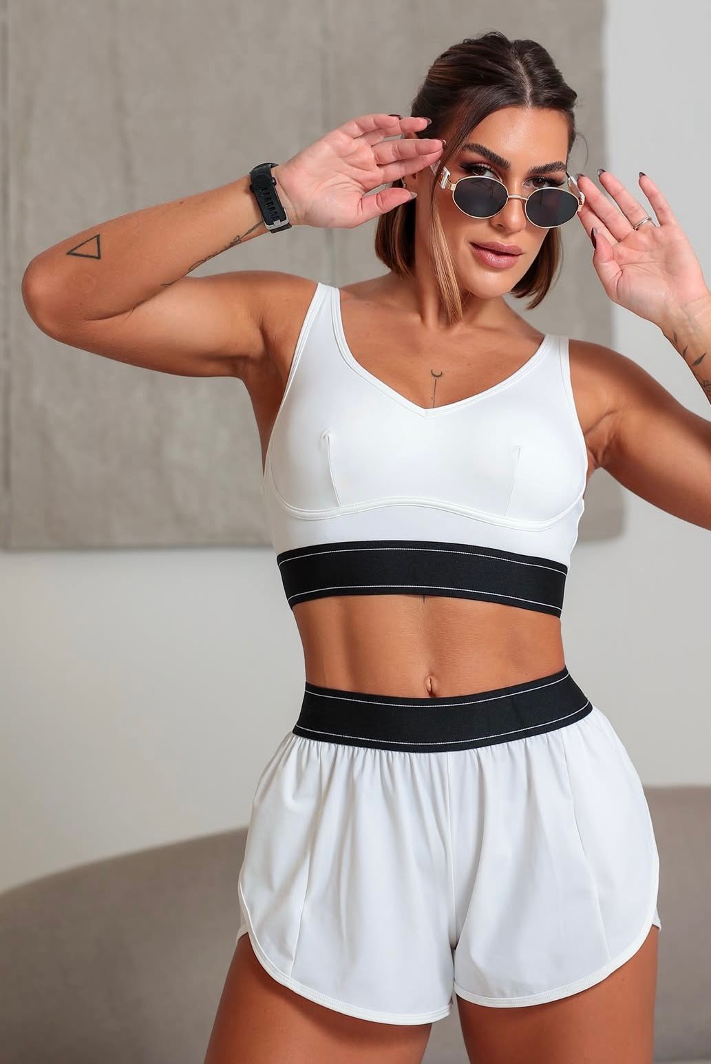 Conjunto short e cropped
