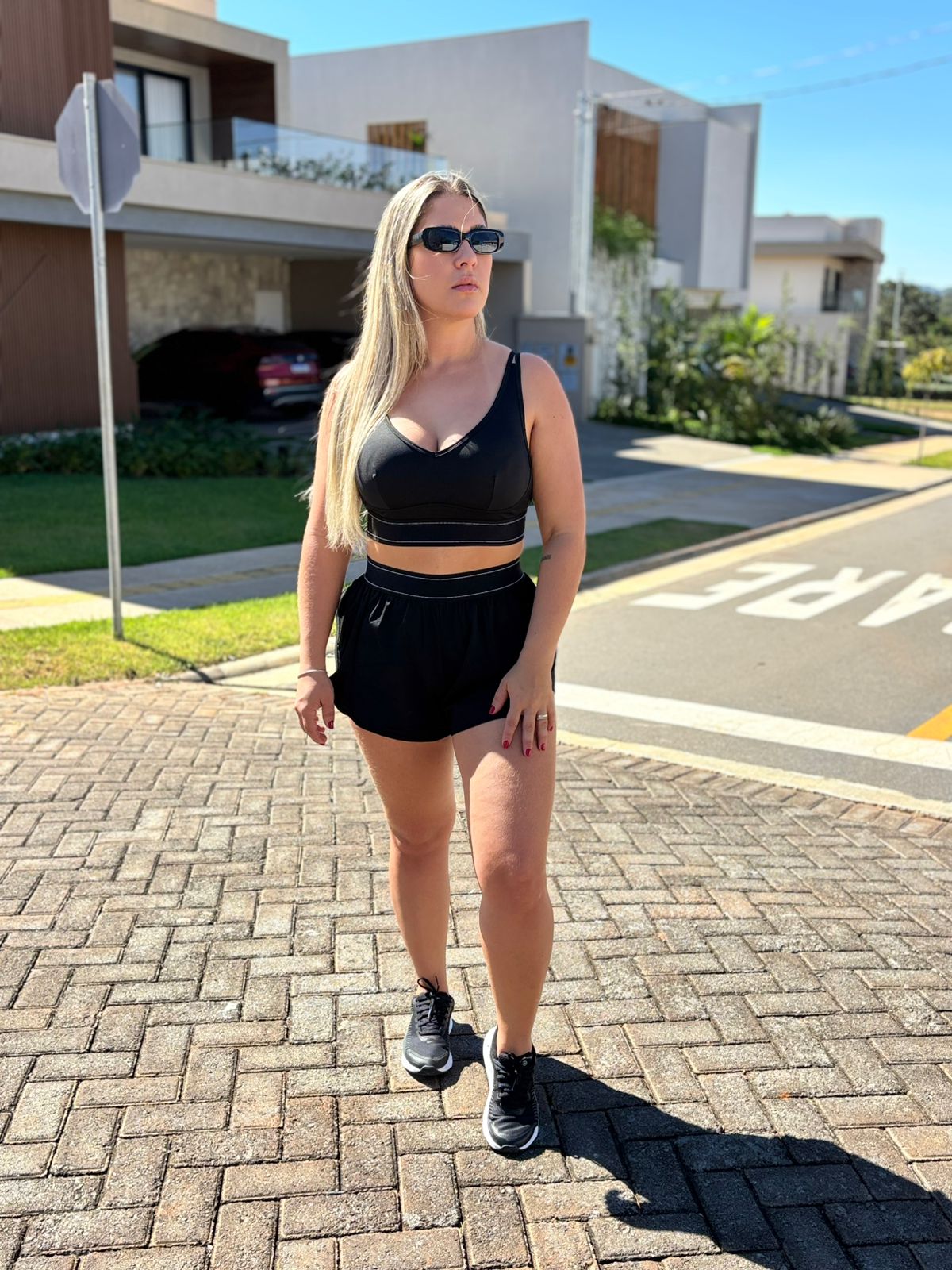 Conjunto short e cropped